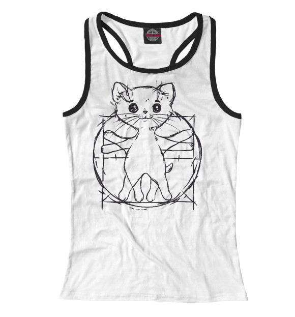 Женская майка-борцовка с изображением Котёнок Давинчи цвета Белый