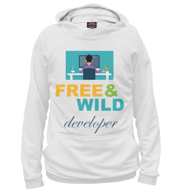 Мужское худи с изображением Free & Wild цвета Белый