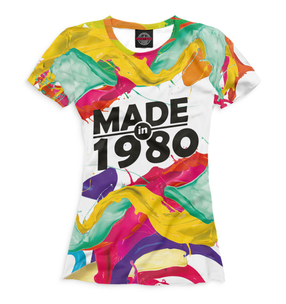 Женская футболка с изображением Made in 1980 цвета Белый
