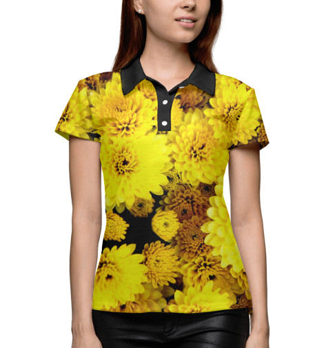 

Поло Print Bar, Белый, Желтые цветочки