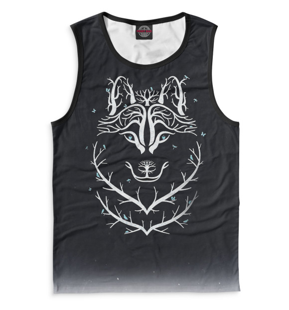 Мужская майка с притом Хаски цвета Белый Мужская майка с изображением Хаски цвета Белый