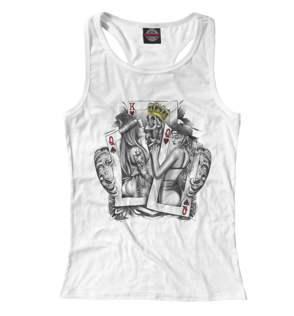 Женская майка-борцовка с изображением Череп - джокер цвета Белый