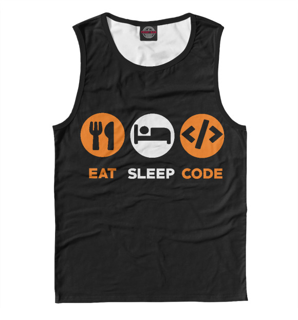 Майка для мальчика с изображением Eat Sleep Code цвета Белый