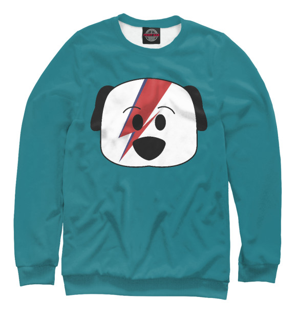 Мужской свитшот с изображением Dog Bowie цвета Белый