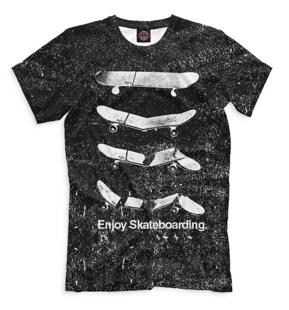Мужская футболка с изображением Enjoy Skateboarding цвета Черный
