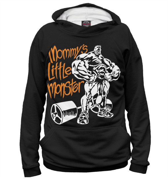 Мужское худи с изображением Little monster цвета Белый