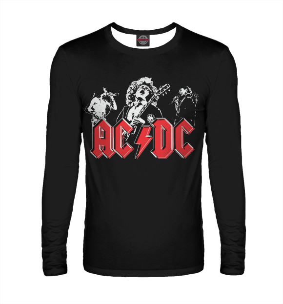 Мужской лонгслив с изображением AC/DC цвета Белый