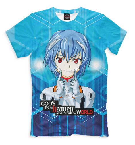

Футболки Print Bar, Грязно-голубой, Neon Genesis Evangelion