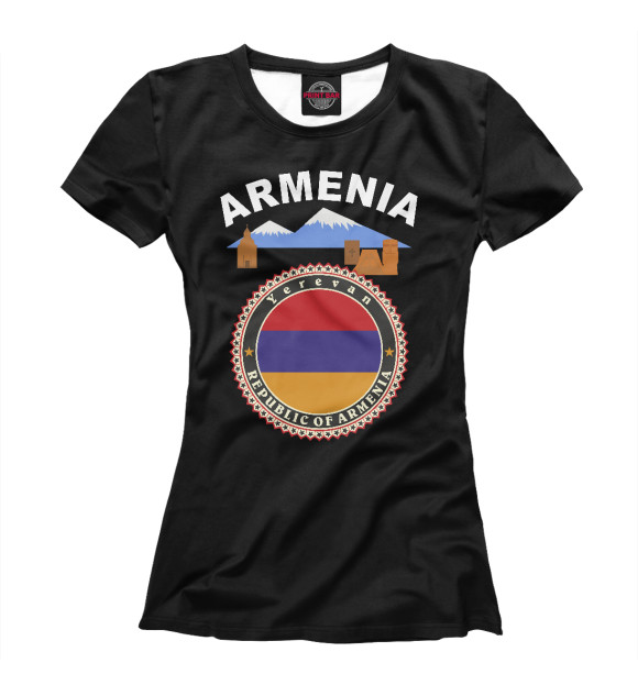 Женская футболка с изображением Armenia цвета Белый