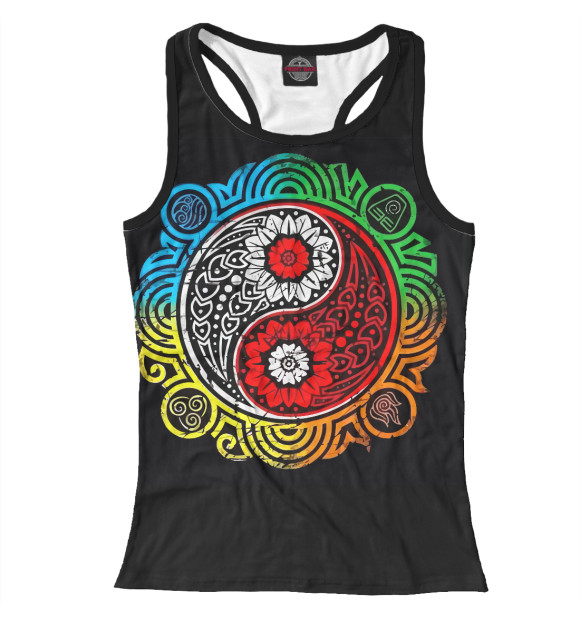 Женская майка-борцовка с изображением Инь Янь цвета Белый