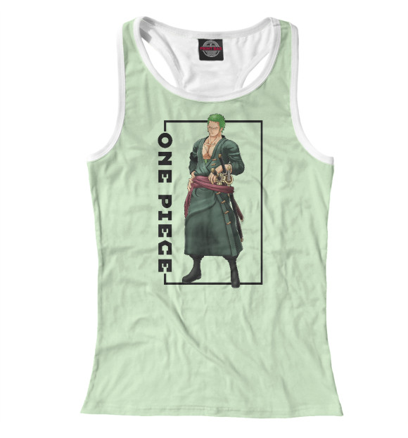 Женская майка-борцовка с изображением Зоро Ророноа Ван Пис цвета Белый