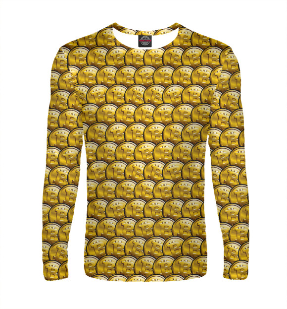Мужской лонгслив с изображением Bitcoin цвета Белый
