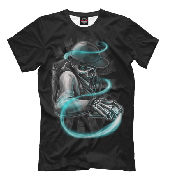 Мужская футболка с изображением Neon Skull цвета Черный