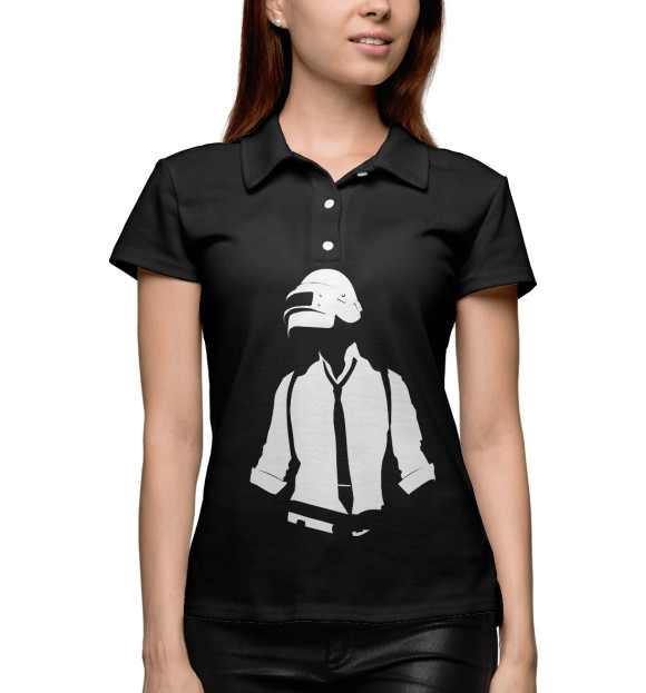 Женское поло с притом PUBG цвета Белый Женское поло с изображением PUBG цвета Белый