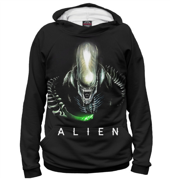 Мужское худи с изображением Alien цвета Белый