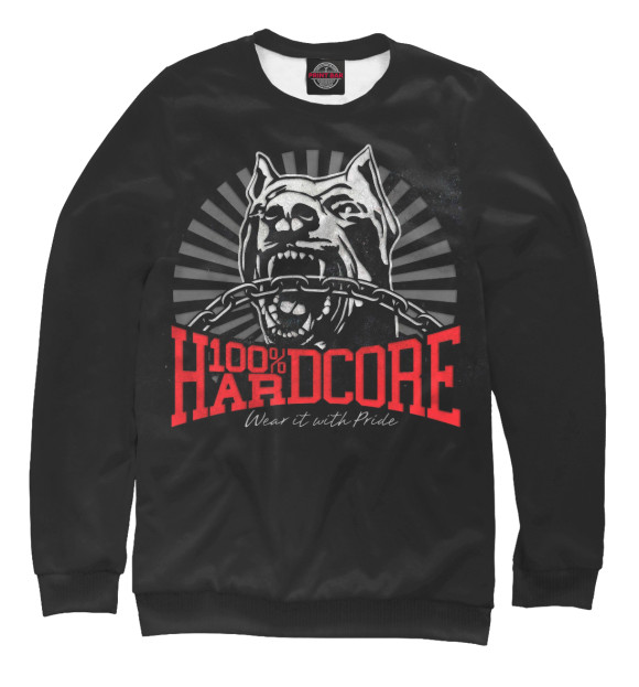 Свитшот для мальчиков с изображением 100% Hardcore цвета Белый