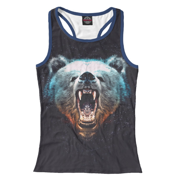 Женская майка-борцовка с изображением Медведь цвета Белый