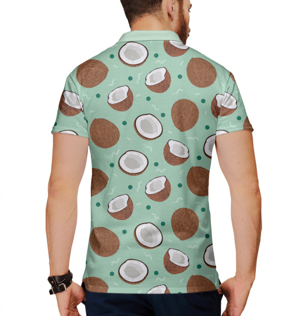 Мужское поло с изображением Кокосовый фон цвета Белый