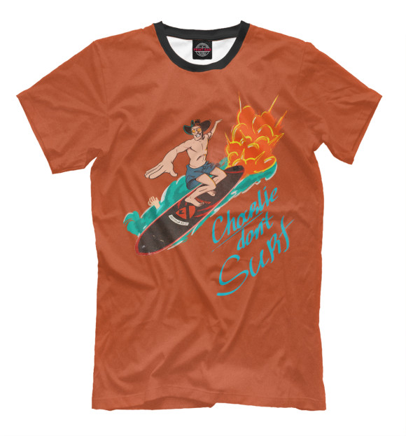 Мужская футболка с изображением Charlie don't surf цвета Светло-коричневый