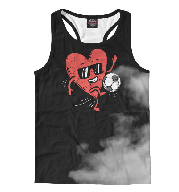 Мужская майка-борцовка с изображением Heart Playing Soccer Valent цвета Белый