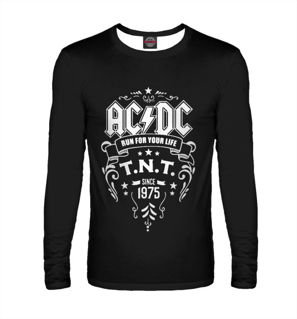 Мужской лонгслив с изображением AC DC цвета Белый