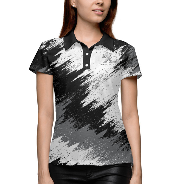 Женское поло с изображением Peugeot цвета Белый