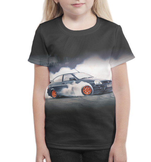 Футболка для девочек с изображением LADA Priora цвета Белый