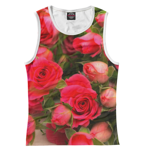 Майка для девочки с притом Розы цвета Белый Майка для девочки с изображением Розы цвета Белый