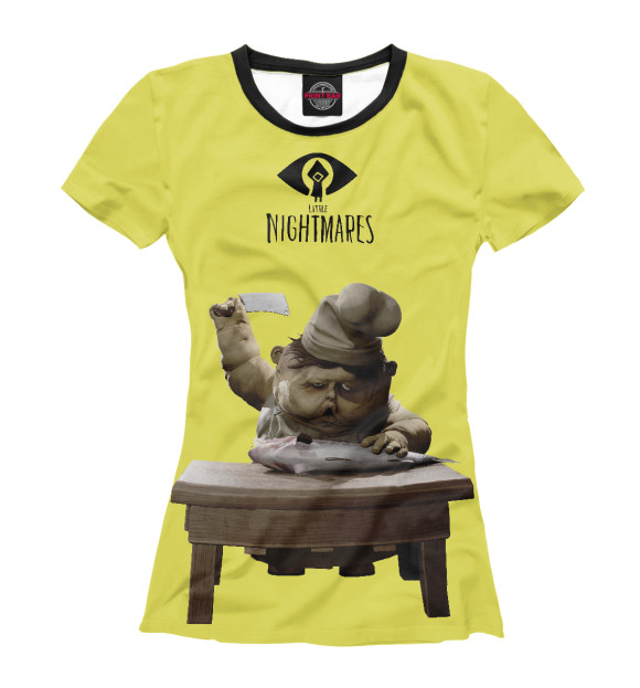 Футболка для девочек с изображением Creepy cook of Little nightmares цвета Белый