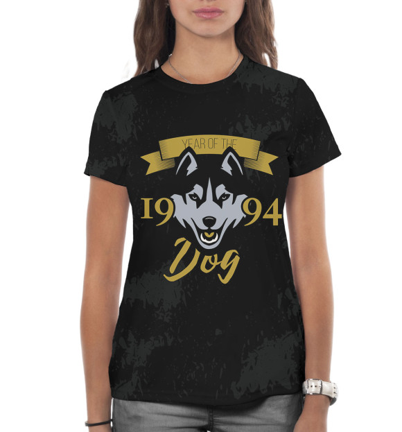 Женская футболка с изображением Год собаки — 1994 цвета Белый