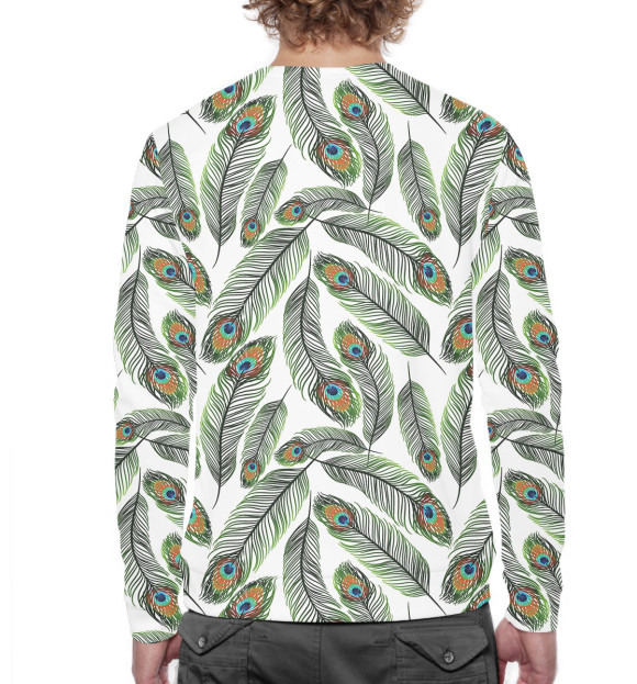 Мужской свитшот с изображением Перья цвета Белый