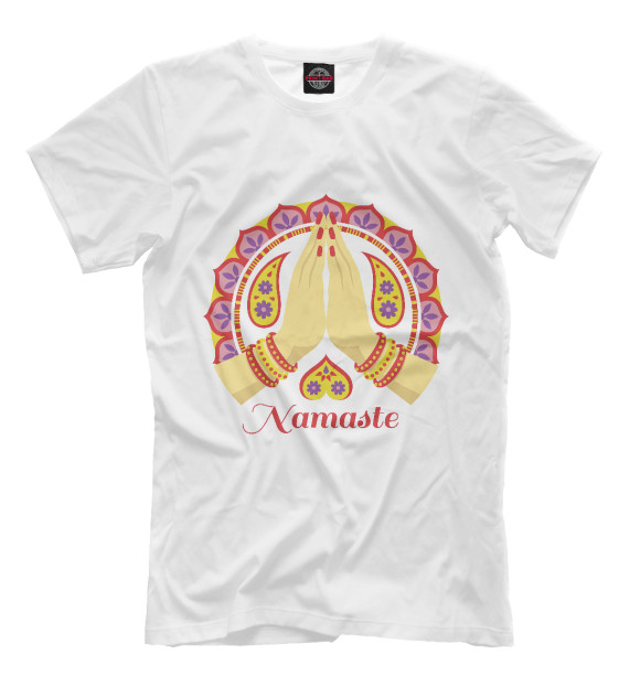 Мужская футболка с изображением Mandala Namaste цвета Белый