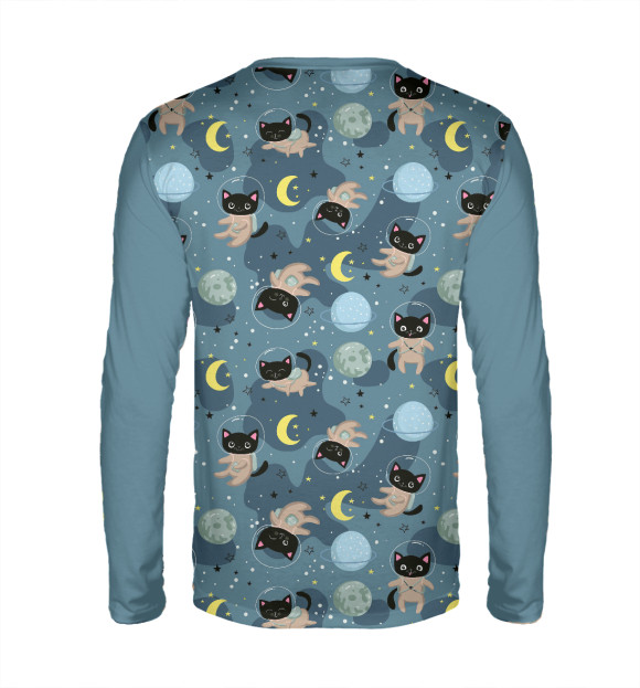 Мужской лонгслив с изображением Space kittens цвета Белый