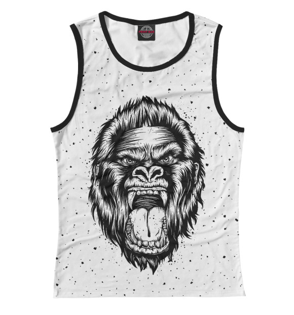 Женская майка с притом Рык гориллы цвета Белый Женская майка с изображением Рык гориллы цвета Белый