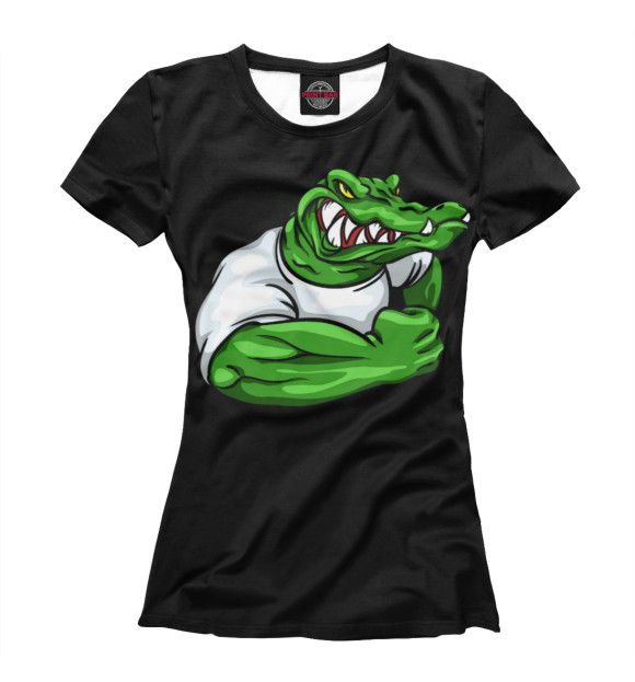 Футболка для девочек с изображением Крокодил качок цвета Белый