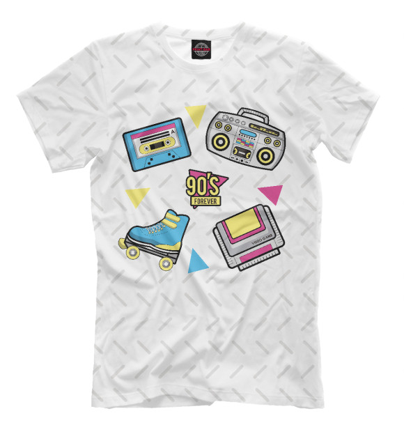 Мужская футболка с изображением 90е навсегда цвета Молочно-белый