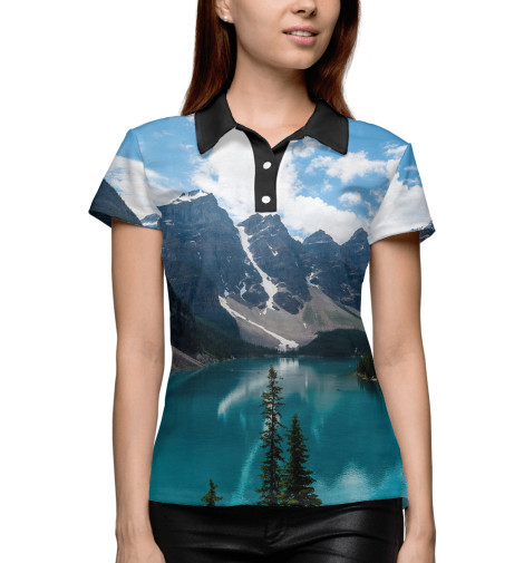 

Поло Print Bar, Белый, Озеро