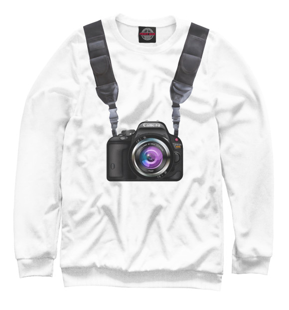Мужской свитшот с изображением Фотоаппарат всегда со мной цвета Белый