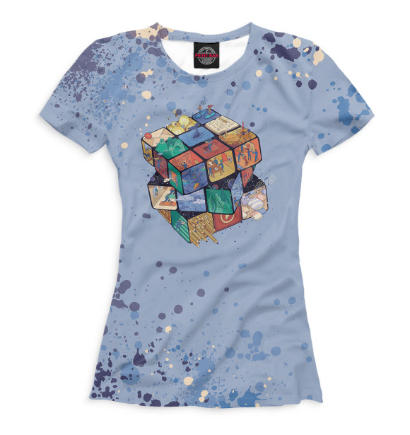 Женская футболка с изображением Кубик Рубика цвета Белый