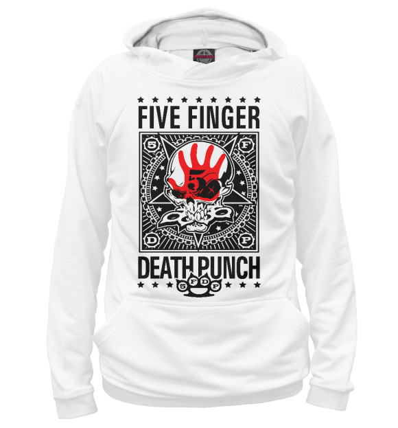 Мужское худи с изображением Five Finger Death Punch цвета Белый