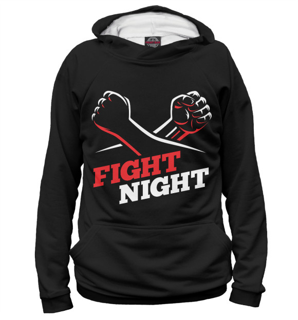 Женское худи с изображением Fight night цвета Белый