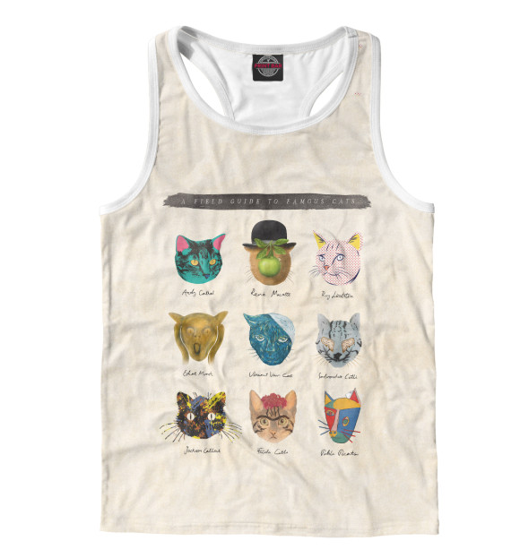 Мужская майка-борцовка с изображением КотАрт цвета Белый