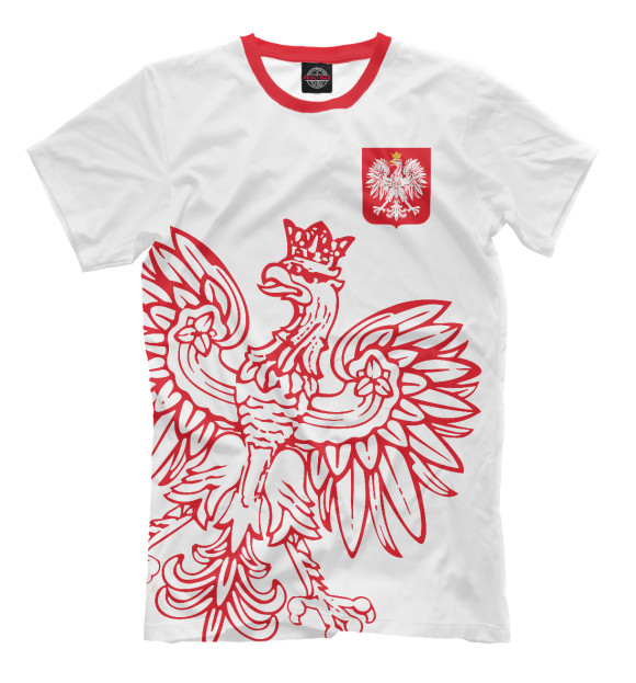 Мужская футболка с изображением Польша цвета Молочно-белый