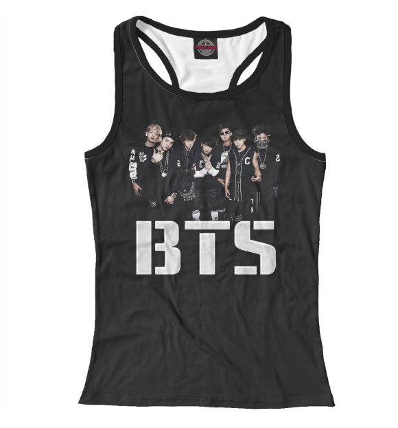 Женская майка-борцовка с изображением BTS цвета Белый