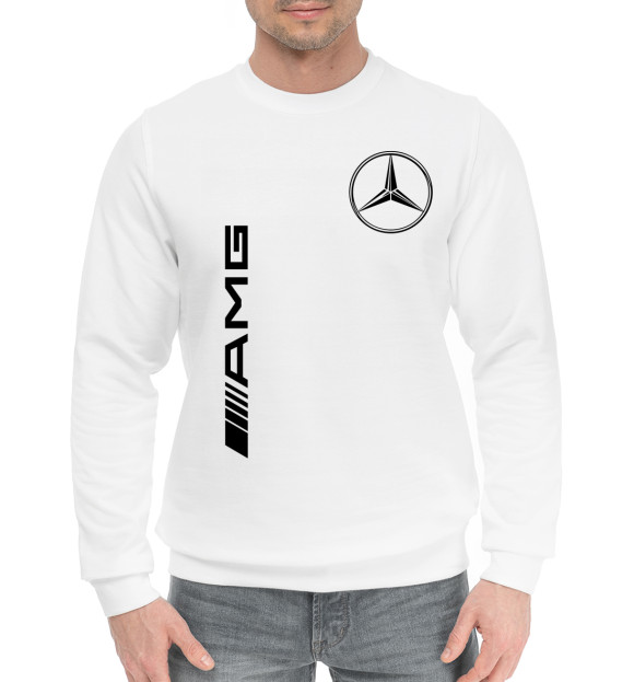 Мужской хлопковый свитшот с изображением Mercedes-Benz цвета Белый