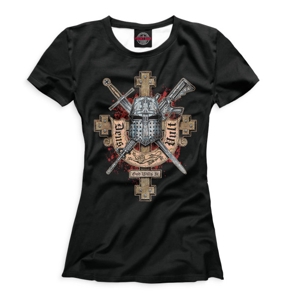 Женская футболка с изображением Deus vult цвета Белый