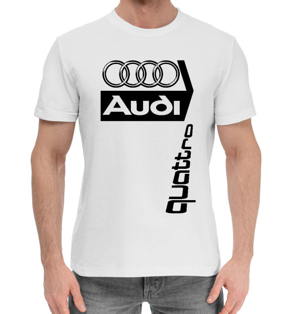 Мужская хлопковая футболка с изображением Audi цвета Белый
