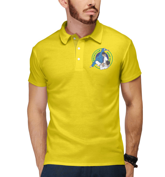 Мужское поло с изображением Brazilian Jiu-Jitsu цвета Белый