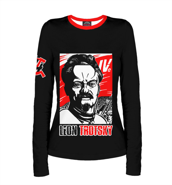 Женский лонгслив с изображением Лев Троцкий цвета Белый