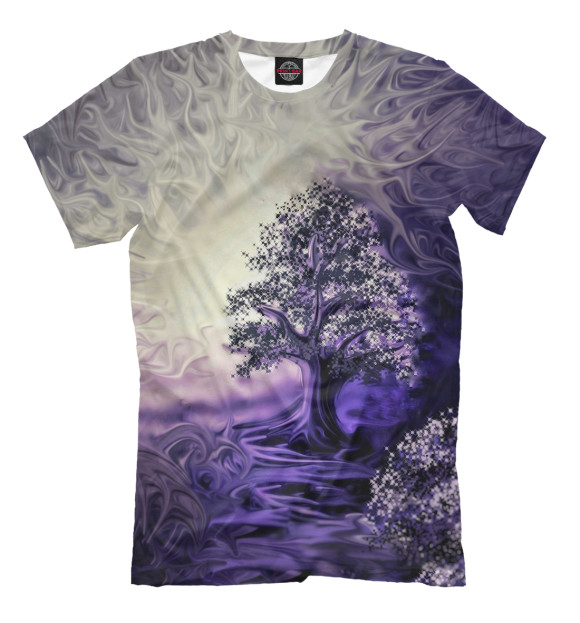 Мужская футболка с изображением Витиеватый лес цвета Серый